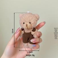 Rožinė meškiuko pliušinė lėlė Overall raktų pakabuko žavesys mergaitėms 12—16.5CM beige