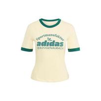Adidas Originals Retro Grafinis Spaudinys Susiūtas Slim-Fit Sportinis Marškinėlis Moteriški Viršutiniai Drabužiai Geltonas IT9868 XS blue