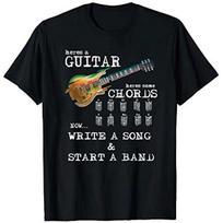 Heres Some Guitar Chords Now Start A Band Rock Music Star T-Shirt 100% Cotton O-Neck Short Slee XXXL black