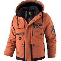 Men's Thick Padded Jacket Outdoor Warm Winter Men's Hooded Jackets Waterproof XXXL black