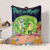 1 vnt. Rick and Morty flanelinis pledas Lengvas minkštas šiltas visų sezonų pledas sofai, lovai, kelionėms, L1028048 150x200cm