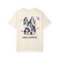 NewJeans K-Pop merginų grupės Y2K Anime stiliaus grupinis portretas Grafinis didelio dydžio gatvės drabužis Gerbėjų atributika Marškinėliai Viršutinė dalis Bunnies K-Pop entuziastams L white