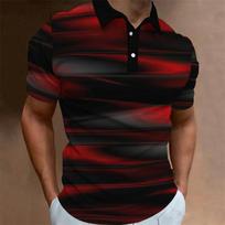 Fashion Street Style Red stripe  Men's Polos T-Shirts Summer Short Sleeve 3D Printing Gradient Casual Men Clothing Tops Tee 5XL black
