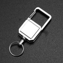 In Stock Zinc Alloy Retractable Keychain with Laser Logo and Drip Glue Design for Outdoor Mountaineering. white