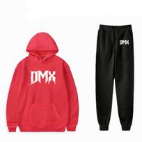 Amerikiečių reperio DMX spaudinio vyriškas ir moteriškas džemperio rinkinys Laisvas gobtuvas ir kelnės 2 vnt. rinkiniai Oversized sportinis kostiumas Madingi unisex drabužiai XXL red