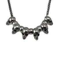 Metal Skull Pendant Necklace Punk Style Choker Necklace Hip Hop Clavicle Chain Necklace Gothic Jewelry for Eboy Men 1 gray