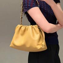 2024 Women's Chinese Style Cowhide Messenger Bag: Lucky Drawstring Cloud Bucket and Shoulder Underarm Design beige