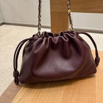 2024 Women's Chinese Style Cowhide Messenger Bag: Lucky Drawstring Cloud Bucket and Shoulder Underarm Design black