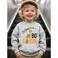 European sizes I'm Going to Be a Big Cousin  Letter Creative Design Cartoon Dinosaur Print Kids' Fashion Sweatshirt,  Casual and Comfortable Top 130
