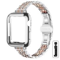 Metalinė apyrankė+dėklas Apple Watch Ultra2 dirželiui 49mm 42mm 41mm 45mm 40mm 44mm Dangtelis Plieno apyrankė Iwatch Series 9 8 7 6 SE 5 4 Series SE 456 40mm white