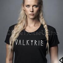 Valkyrie Viking T-Shirt, Valhalla Norse Mythology Shieldmaiden Tee, Nordic Warrior Unisex T-Shirt, Viking Women Gift, Runes TShirt, S - 5XL 150 black