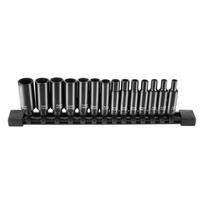 VEVOR 1/4  Drive Impact Socket Set, 14 Piece Deep Socket Set Metric 4-15mm, 6 Point Cr-Mo Alloy Steel for Auto Repair 26 x 6.2 x 3.5 cm