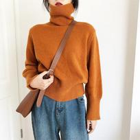 Japanses Style Moteriška žieminė aukšta apykakle vėžlys laisvas trikotažas Megztas megztinis Megztiniai Palaidinė Korėjietiški rudens drabužiai OneSize orange