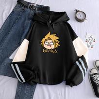 Anime My Hero Academia Denki Kaminari Kawaii Cartoon Moteriški megztiniai Harajuku Boku no Hero Academia Vyriški megztiniai ilgomis rankovėmis XS black