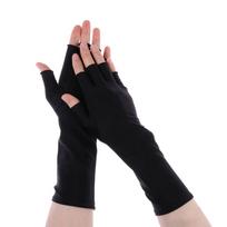 Solid Mittens Driving Accessories Sunscreen Protection Half Finger Sleeves Fingerless Long Gloves black-Half Finger 27cm black