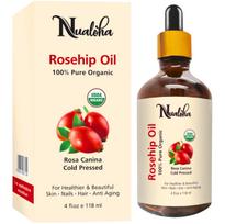 Nualoha Rosehip Seed Oil Organic Pure Cold Pressed Essential Oil For Face Glow Skin Nails Hair Body - 118 ML red