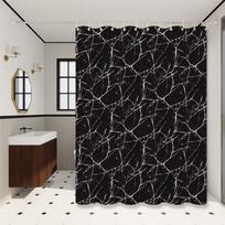 Ins-Style Black Marble Shower Curtain, High-End Bathroom Decoration, Bathtub Curtain for Dry and Wet Separation, Partition Curtain with Hooks, 120*180cm gray