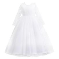 Mergaitės Gėlininkės Vestuvinė Suknelė Nėriniai Tiulis Vaikų Suknelės Vaikų Drabužiai Šventinės ir Banketų Suknelės 160cm white