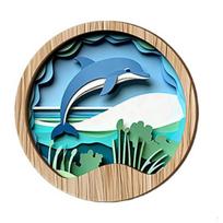 Wooden Wall Hanging Pictures, 3D Paper-Cut Style Decorative Art for Bedroom Living Room Office, Waterproof Layered Texture Wall Hanging for Home I blue