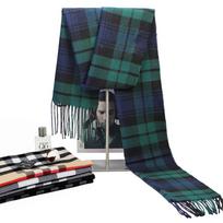 2025 Autumn/Winter Korean Style Imitation Cashmere Plaid Scarf for Men Includes fringe 190*32cm black