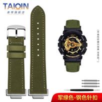 Nylon & cowhide Watch Band For Casio G-Shock GA110 GA100/400 GA700GBA-800 DW5600/G-5600/GW-5610 Replacement strap 16mm Bracelet 16mm black