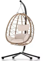 Juskys Kabantis kiaušinio formos krėslas Aria su stoveliu 95x95x196 cm tamsiai pilkas