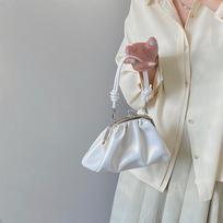 Vintage Women Tote Handbags Pu Leather Chain Crossbody Shoulder Bag Small Female Clip Bags Fashion Kiss Lock Purse Bag For Women gray