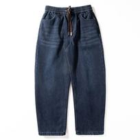 Fleece-Lined Men's Jeans 2024 Autumn and Winter New Style, Heavy-Duty Warm Pants, Versatile Loose Straight-Leg Casual Pants Vintage Blue M