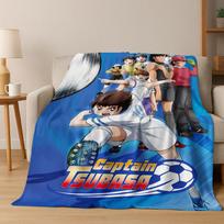 3D Animacinis Kapitonas Ozora Tsubasa Futbolo Anime Flanelinis Antklodas, Šiltas ir Jaukus Minkštas Mėtomasis Antklodas Namų Miegamojo Lovos Sofos Užvalkalui 75x90cm black