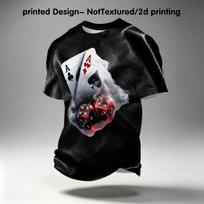Men Crew Neck T‑Shirt, Poker A Cards & Dice Gambling Graphic Short Sleeve Tee XL gray