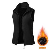Women's Autumn Winter Polar Fleece Vest Women's Windproof Outdoor Warm Sleeveless Coat 2025 Plush Stand Collar Casual Waistcoat XS juoda
