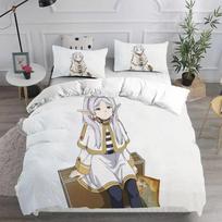 3D Print Anime Frieren Bedding Set Twin Queen King Size Duvet Cover Pillowcase for Boys Girls Adults 70x133cm 2pcs white