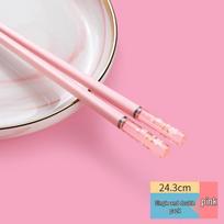 Japanese Style Pink Cherry Blossom Alloy Chopsticks Set white