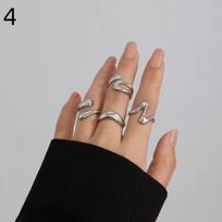 3/4 Pcs Open Adjustable Finger Rings, Simple Geometric Style, Versatile Dating Rings for Party and Daily Life brown