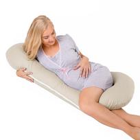 Type C pregnancy pillow velour for side sleeping and nursing - beige