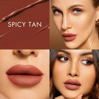 HYUE HydraMatte™ Liquid Lipstick | 2.2ml | Spicy Tan Soft-Matte Long-Wear | Intense Color | with Jojoba, Almond & Gooseberry Extracts | Travel-Fri brown