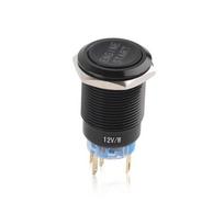 Push button switch, 12V motor, waterproof start button for starting vehicle engine (black zinc aluminum alloy shell)