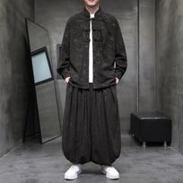 Chinese Style Men's Sportswear Set, Men's Sports Casual Set, Men's Two-piece Set L gray