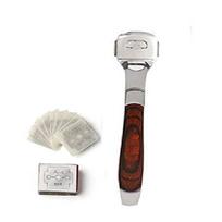 KNAFS COLLECTIONS Stainless Steel Callus Shaver Pedicure Filer Dead Hard Skin Remover Heel Razor Cutter With Skin Rub & 10 Blades For Foot Scraper gray