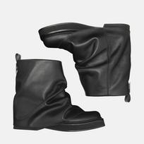 New Suede Combat Boots Women's  Street Style Fold Over Fashion Booties Casual Round Toe Flat Slip-on Modern Boots 34 gray