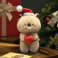 Dropshipping use Christmas Dress Capybara Plush Toys Stuffed Snowman Gingerbread Xmas Tree Sock Cane Candy Capibara Doll Gift abut 20-22cm beige