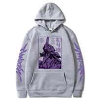 Vyriški Evangelion anime stiliaus džemperiai su gobtuvu su EVA-00 PROTO TIPO grafika Unisex Puloveris Ilgomis rankovėmis Puloveris Harajuku stiliaus džemperiai su gobtuvu Streetwear viršutiniai drabužiai S gray