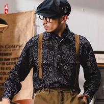 Work Shirt Men Long Sleeve Loose Ethnic Style Vintage Fashion Casual Shirt XXXL brown