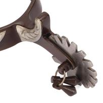 1 Pair Western Cowboy Spurs Carbon Steel Retro Floral Carving Horse Spurs for Boots Bronze gray