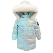 Children's clothing new children's feather down jacket girls colorful medium and long leave-in medium and large children's and boys' thickened jacket 170cm white