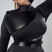 Punk Pu Leather Body Harness Belt, Adjustable Fashion Chest Belt, Harajuku Style Pu Leather Harness Belt For Women. black