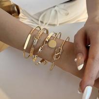 European Style Geometric Open Cuff Bracelet for Women gray
