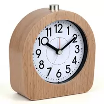 Relaxdays Analoginis žadintuvas iš buko medienos prie lovos, tylus mechanizmas, atidėjimo funkcija