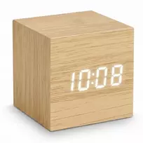 Relaxdays Skaitmeninis žadintuvas kubas, medienos imitacijos apdaila, data ir temperatūra, baterijos arba USB