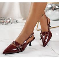 Red Black Pointed Toe Sexy Mid Heels Party Shoes Women Sandals Designer Summer Brand Pumps Slingback Casual Shoes Dress Slippers 40 brown